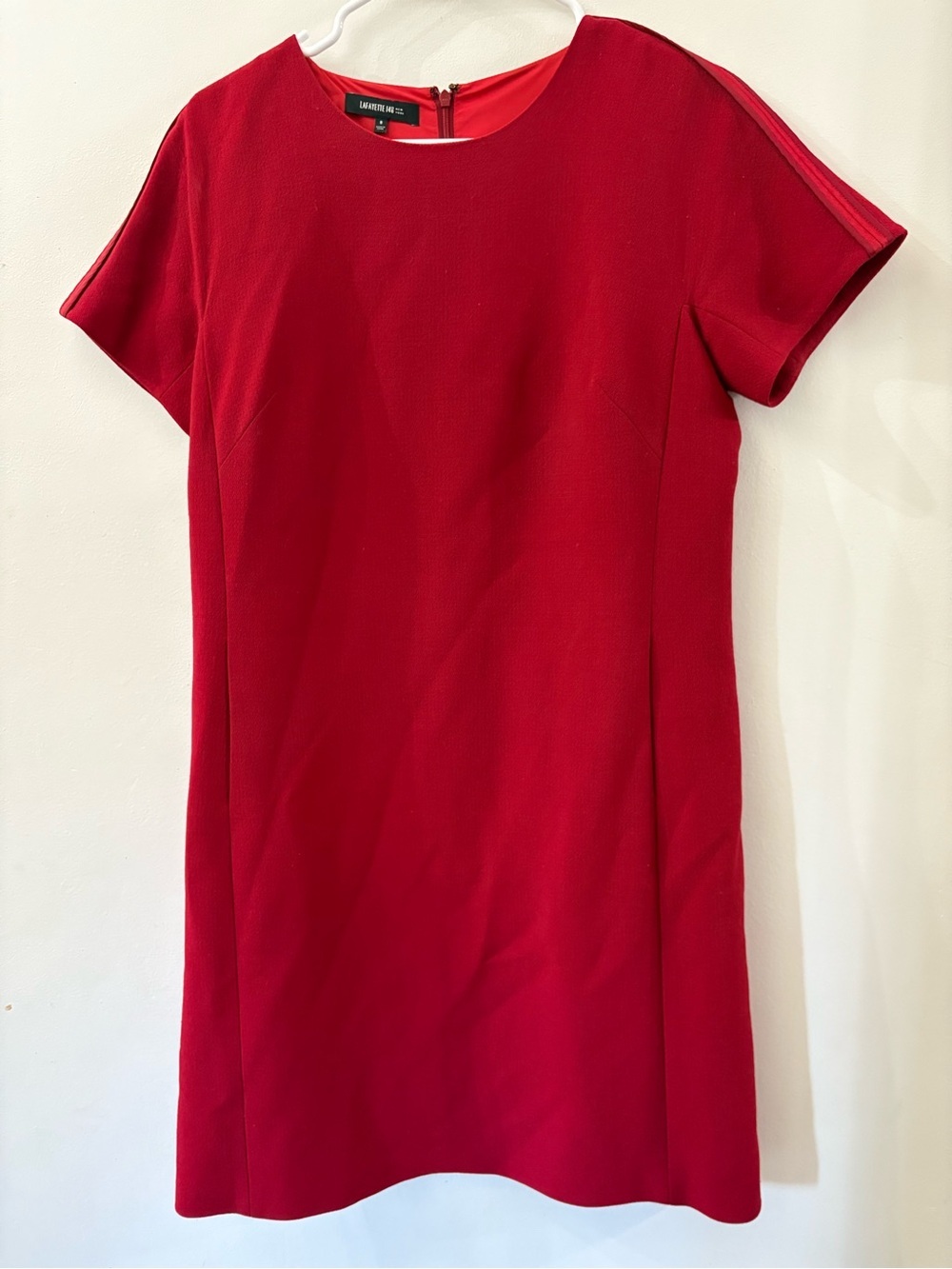 Lafayette 148 New York Vibrant Red Short Sleeve Sheath Dress - size 8